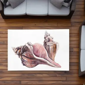 Begin Home Decor C1ROAR35YTA7YI 3 x 5 ft. Horse Conch Seashells Outdoor Area Rug - Coastal Home Decor - Rectangle