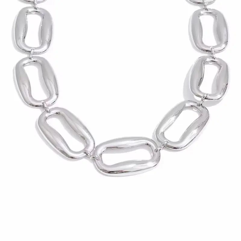 Stainless Steel Irregular Rectangular Necklace - Modern Design, Durable Material, Versatile Accessory for Everyday Wear