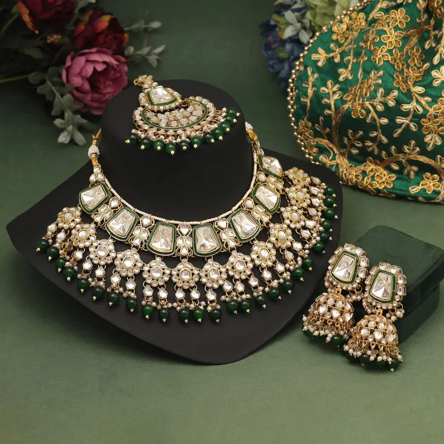 Bridal Kundan Necklace Set with Stone Work