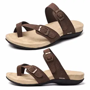 Summer Women Shoes Strappy One-Buckle Toe Post Flat Roman Sandals Beach Fashion
