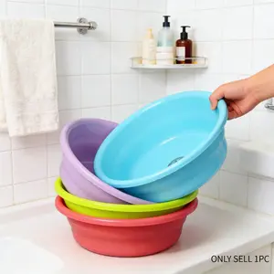 1PC  Durable Stackable Plastic Wash Basin, Portable Foot Bath Bucket, Student Dormitory Outdoor Home Laundry Storage Bowl, Multi-Functional