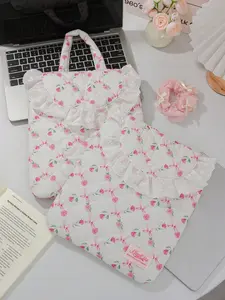 Bow Floral Printed Tablet Case Casing 11 Inch, Cute Computer Protective Cover, File Bag, Laptop Inner Lining, Fits Macbook & Asus Tablets, Protection