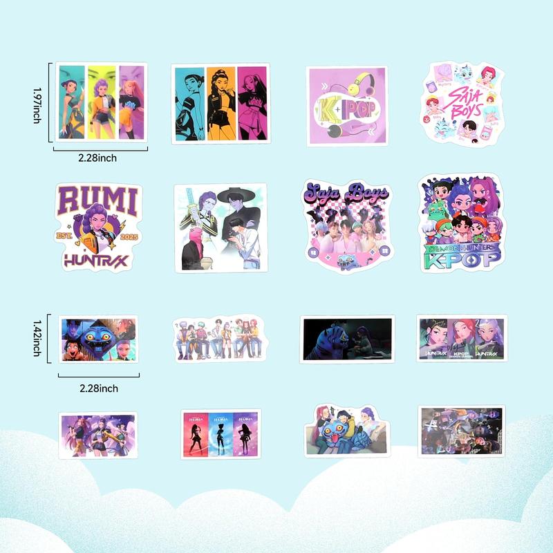 110 Pcs Cool Demon Movie Hunters Stickers for Kids Teens Girls Adult, Waterproof Vinyl Movie Decal for Water Bottle Skateboard Guitar Travel Case Bike Laptop,Car Bumper,Luggage,Phone