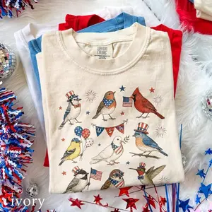 USA 250th Anniversary Bird Shirt, Patriotic American Birds Tee, Vintage Independence Day Animal Top, Comfort Colors USA Gift Tee