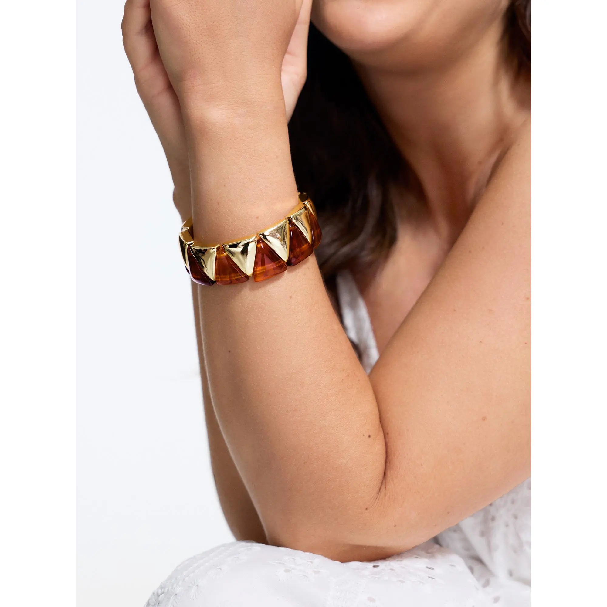 BloomChic Retro Tortoise Print Geometric Stretch Bracelet 【M-6XL】