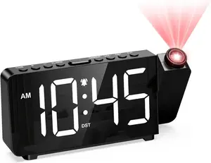ORIA Projection Alarm Clock, Alarm Clock for Bedroom with 180° Projector, Large Display Clock, LED Clock with Brightness & Volume, Snooze, DST, for Seniors Sleepers