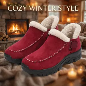 Women's Braided Leather Outdoor Suede Slippers Mini Platform Boots with Fluffy Fur Lining Short Ankle Boots for Autumn Winter Warm Walking Shoes Girl Footwear Pu fur boot Furboots