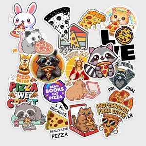 Sticker Pack 20 Pizza Lover Sticker Food Aesthetic Vinyl Decal for Laptop Water Bottle Fun Pizza Design for Fast Food Fans and Casual Style