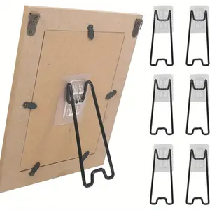 2pcs/1 Set of Stainless Steel Frame Brackets - Self-Adhesive Adjustable 5.9-10.2 Inch Black Bohemian Style Durable Metal Display Bracket, Suitable for Art, Photos, Home Decoration, And for Art Exhibitions