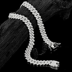 Cuban Link Chain for Women 18inch Diamond Miami Cuban Necklace 14mm Iced Out Chain Hip Hop Rapper Jewelry Gift for Women