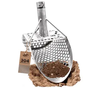 CKG Sand Scoop for Metal Detecting Heavy Duty Sand Sifter Scoop Stainless Steel 304, Metal Detector Scoop Shovel for Treasure Hunting Beach & Metal Detector Accessories, 9x6