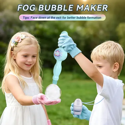 Banbanda Fog Bubble Machine with Flexible Bubble Spray Wand - Plastic Body Outdoor Kids' Play Toy for 3+ Yrs, Science Experiments Tool, Parent-Child Interaction Item, Great Gifts for Kids, Back to School Pick