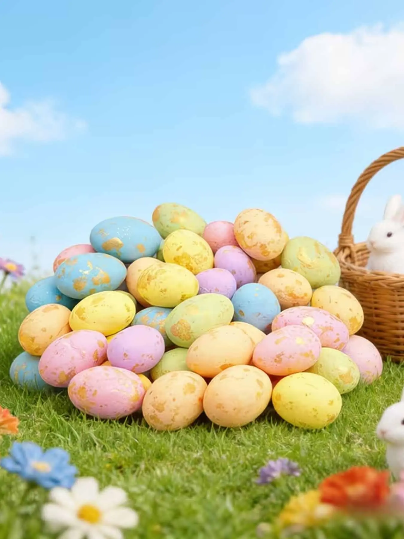 50pcs Colorful Plastic Foam Eggs! Easter Eggs Handmade Spotted Eggs with Assorted Patterns, Lightweight DIY Basket Fillers, Spring Party Decorations for Egg Hunts, Showers & Home Decor, for Summer Celebrations - Suitable for Easter