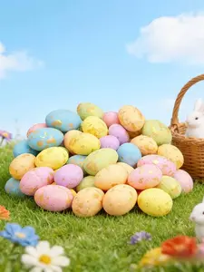 50pcs Colorful Plastic Foam Eggs! Easter Eggs Handmade Spotted Eggs with Assorted Patterns, Lightweight DIY Basket Fillers, Spring Party Decorations for Egg Hunts, Showers & Home Decor, for Summer Celebrations - Suitable for Easter