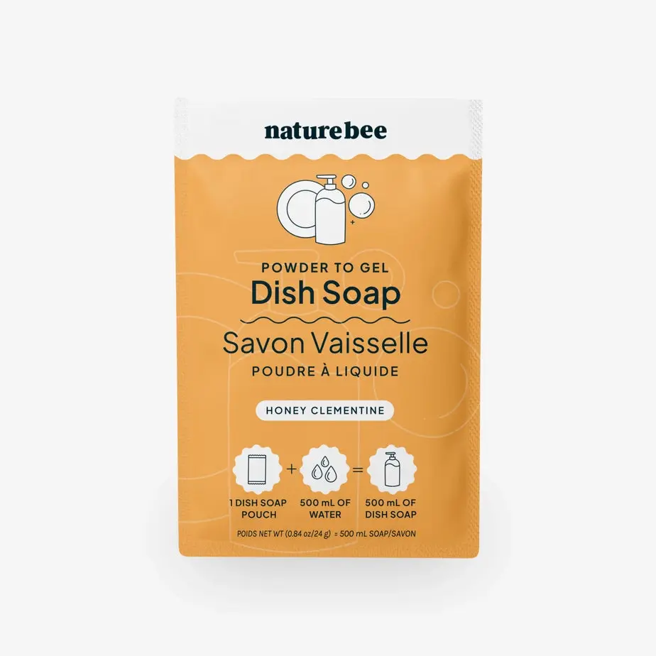 Liquid Dish Soap Refill - Powder-to-Gel, Vegan, Plastic-free, Non-toxic