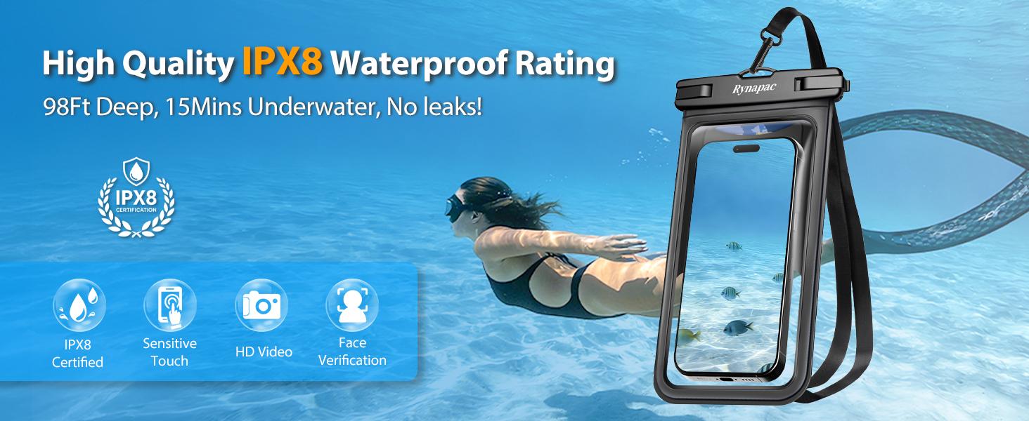 Waterproof Phone Pouch - 2 Pack, IPX8 Waterproof Phone Case with Lanyard for Smartphones, Cell Phone Dry Bag for Beach Vacation Travel Cruise Essentials, Touch Screen, Up to 8.5"