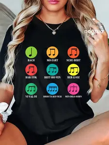 100% Cotton Unisex Classic Composers Classical Music Musical Notes T-Shirt