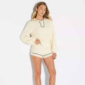 Women's Polo Collar Henley Sweater - Wild Fable