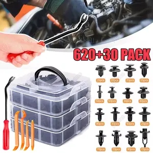 650 PCS Car Retainer Auto Fasteners Push Trim Plastic Clips Pin Rivet Bumper Kit
