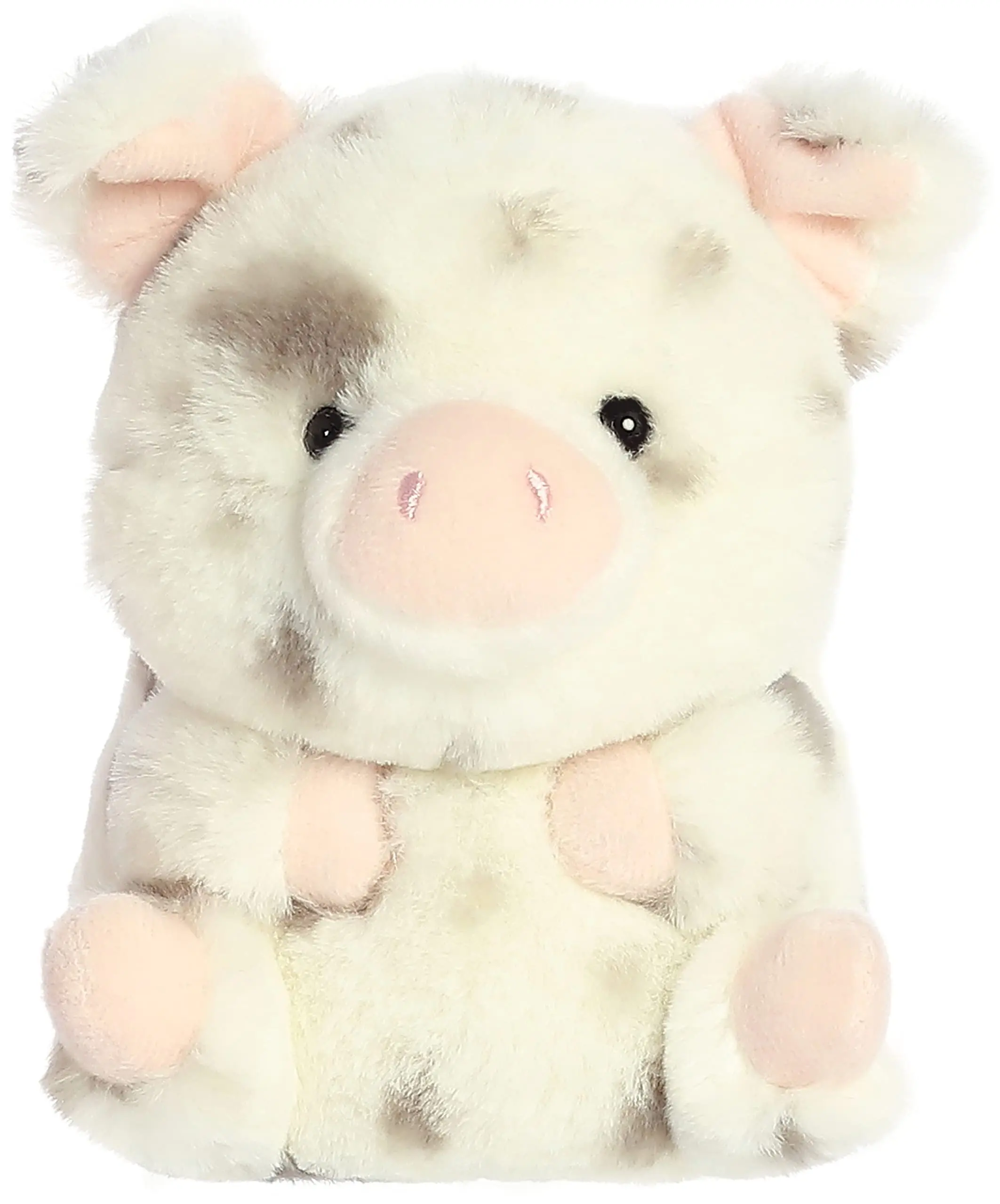 Aurora Playful Rolly Pet Periwinkle Pig Stuffed Animal - Compact Size For On-the-Go Fun - For Adults, Kids, Birthdays, and Anniversaries - White 6 Inches