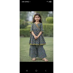 Girls' Cotton Anarkali Sharara Set