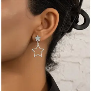 Star Drop Earrings - Drop Design, 2 Pairs, Metallic Finish, Ideal for Everyday Wear