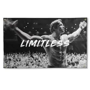 The Governator Poster SCHWARTZ'S Limitless 3x5 Flag | Gym Motivation Fitness Poster | Durable Cool Tapestry | Man Cave Wall Decor With Metal Grommets For College Dorm Room