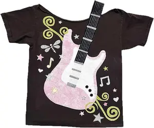 Grunge Graphic Tank Tops Guitar Design Spaghetti Strap Sleeveless Crop Top Punk Rock Y2K Vintage T Shirt Streetwear
