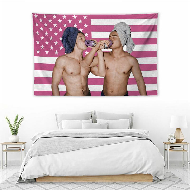 Jettad And Nelk Boys Pink US Flag Tapestry, YouTube Content Creator Lifestyle Decor, 3x5 Feet Indoor Wall Decor, Fun Gifting Idea For College Dorm Rooms | GN060226.R0508.ID01