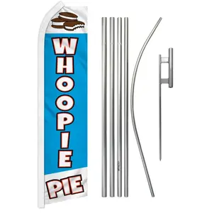 Super Whoopie Pies Flag and Aluminum-Steel Pole Kit, Polyester Banners for Home Advertising, Festive Party Backdrop Displays