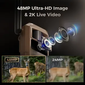[Summervibes]4G Solar Trail Camera No WiFi Needed, 2K Live View Wildlife Scouting Camera with 365-Day Battery, Pre-Activated SIM for Verizon T-Mobile AT&T, IP66 Waterproof for Hunting Farm Cabin Security, Data Refill Required