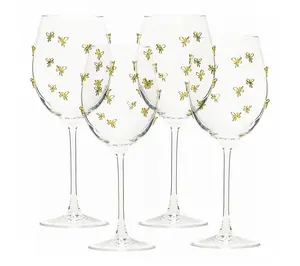 10 Strawberry Street Set of 4 Gold Bow Red WineGlasses 10 Strawberry Street Set of 4 Gold Bow Red WineGlasses