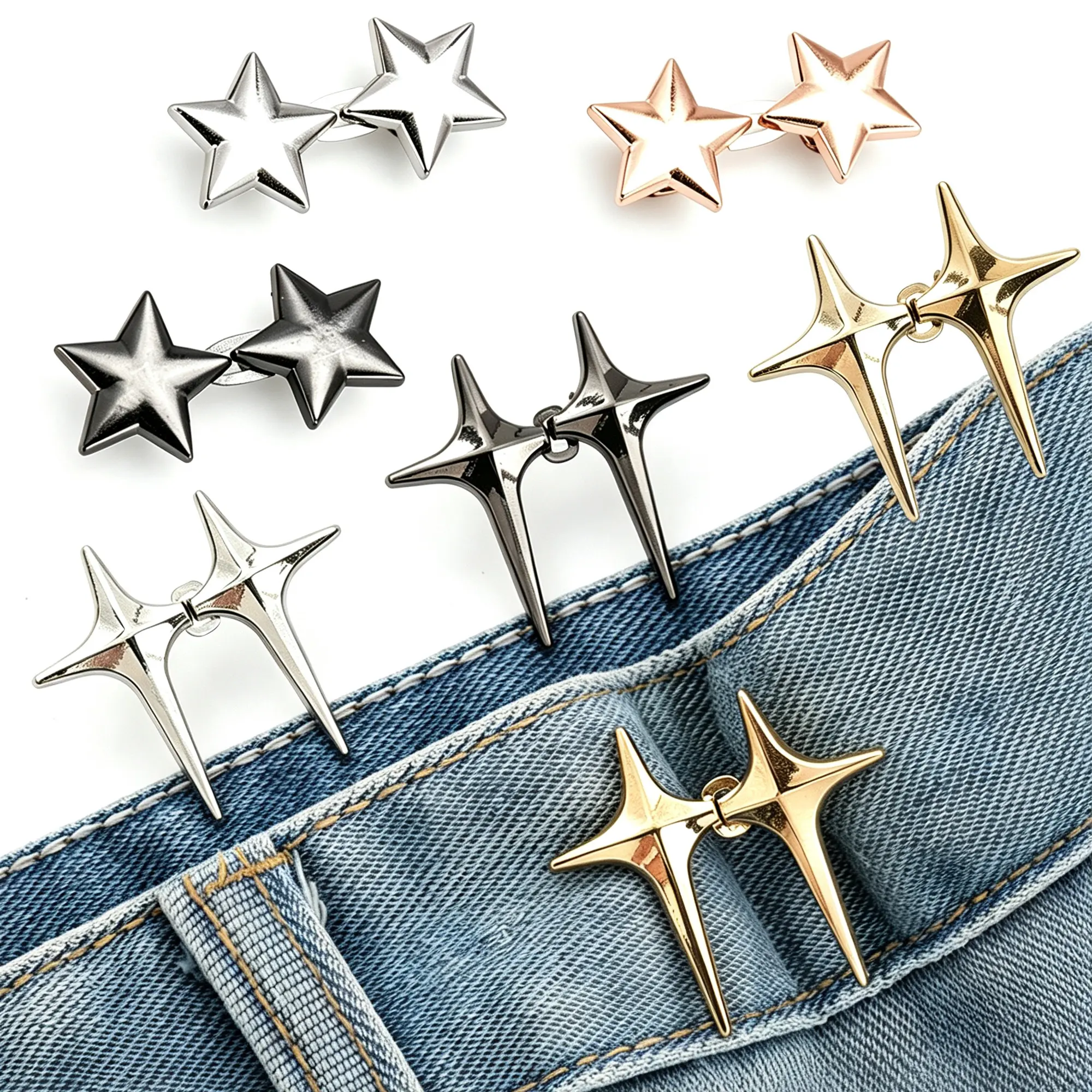 12 Sets Pant Waist Tightener Clips - No-Sew Shirt Tightening Clips, Adjustable Jeans Button Pins for Sewing Accessories & Haberdashery