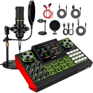 podcast equipment bundle, Live Sound Card with Audio Interface, -in- Audio Mixer with Voice Changer, Condenser Microphone for Live Streaming, Singing, Gaming, and Content Creation.