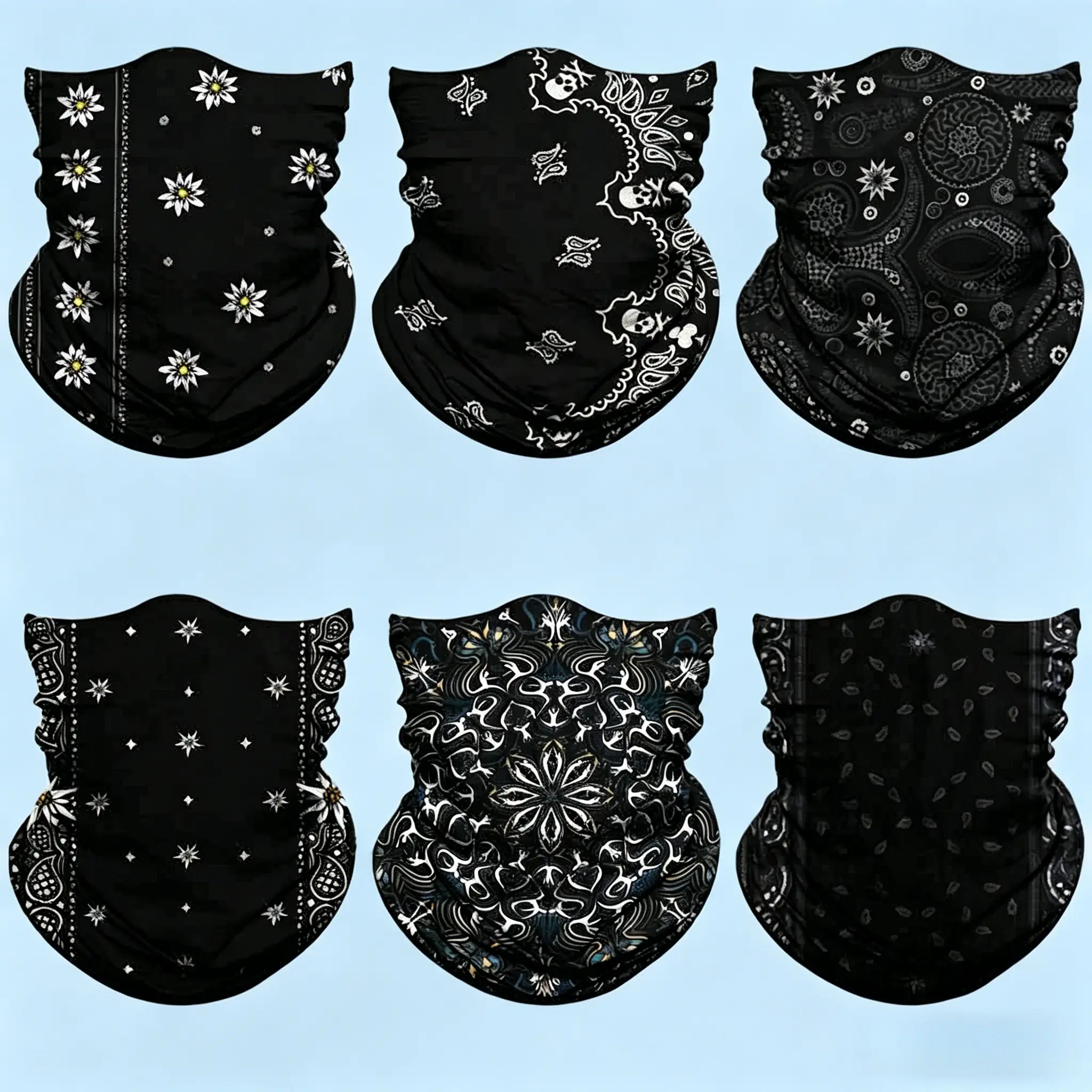 6Pcs UV Protection Cooling Neck Gaiter Set – Unisex Seamless Bandana & Multi-Use Headwear for Biking, Fishing, Climbing & Outdoor Sports