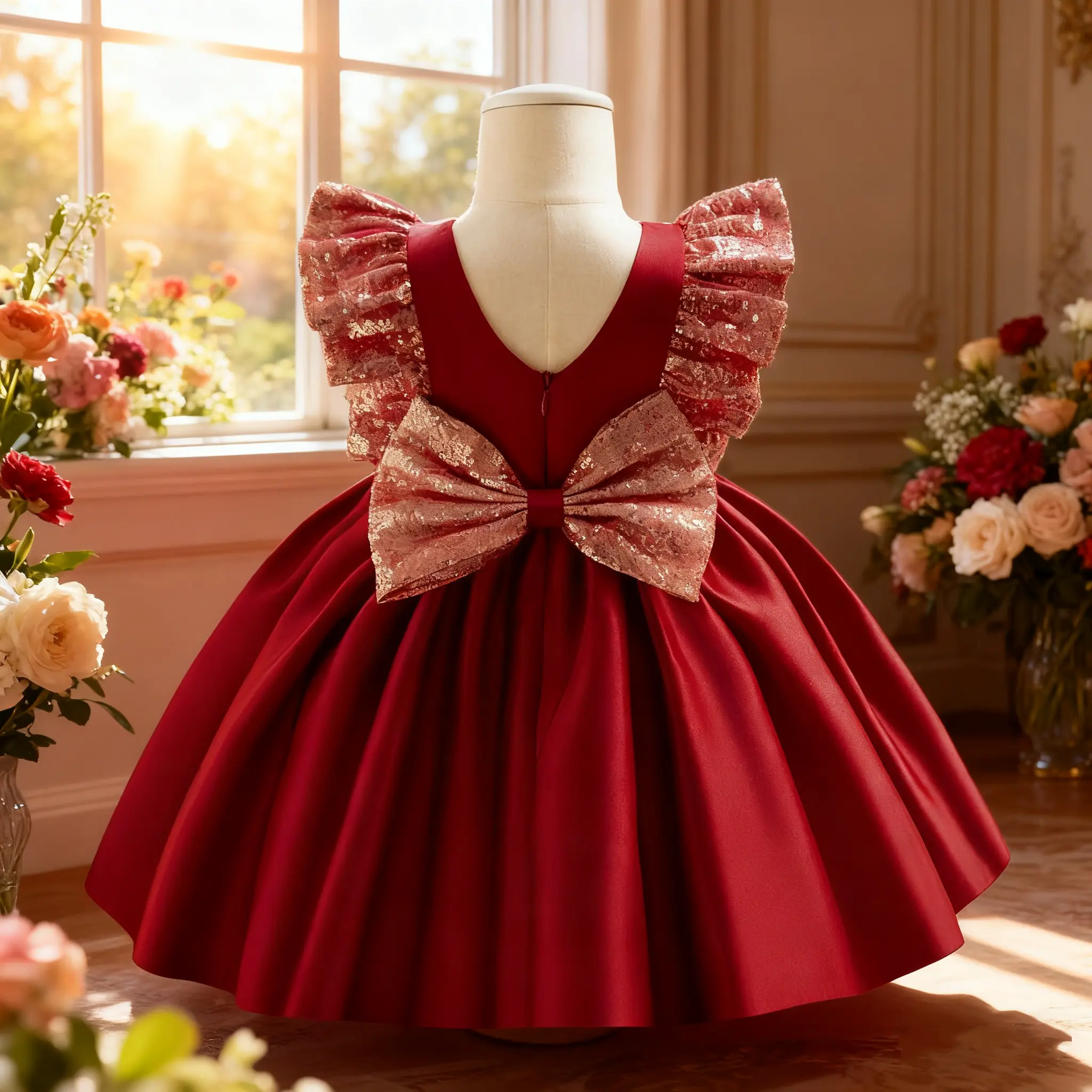 open lace back dress Newborn Infant Outfits Baby Girl Princess Gown Dress Party Dress, F / 12-24M
