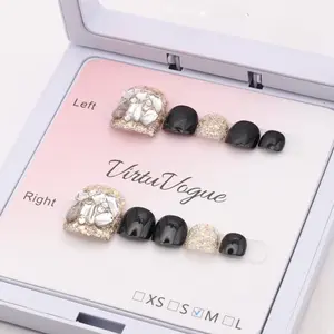 Midnight Glam | Foot Nails; Handmade Press On Nails