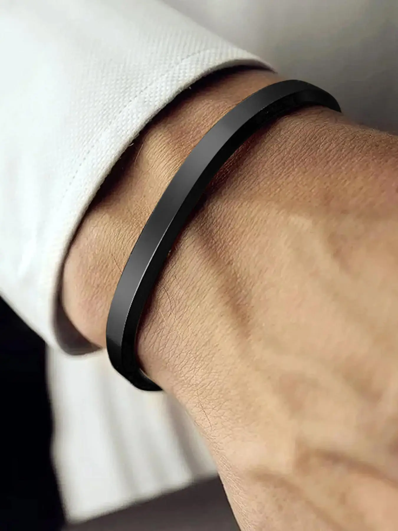 Temperament Plain Stainless Steel Cuff Bangle Bracelets for Men, Fashionable Casual Versatile Matching Bracelets Accessories, 2024 Summer Trendy All-m