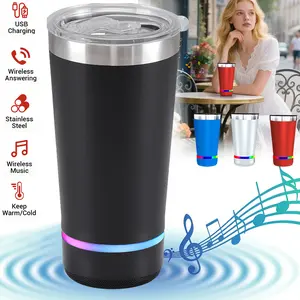 Bluetooth Speaker with Tumbler  , Insulated Stainless Steel Travel Cup with Lid,Music Tumbler Cup with Speaker,Stainless Steel Speaker Tumbler for Gym, Office, Travel & Outdoor