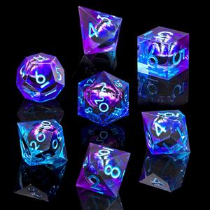 durable dragon eye dice set, 7 counts/set colorful liquid core resin dice with gift box, tabletop role-playing games for adults & teens, ideal birthday gift, party favor, crafts toys, polyhedral dice set