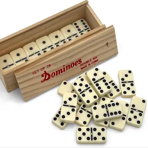 Adult Dominoes Set, Classic Table Game, Family Fun Game, Universal for Adults & Families, Includes 28 Tiles & Wooden Storage Box, Standard Six Dominoes Kit