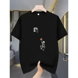 Mens Skeleton Basketball Graphic T Shirt Funny Spooky Streetwear Short Sleeve Crewneck Tee Soft Casual Athletic Game Day Halloween Fit
