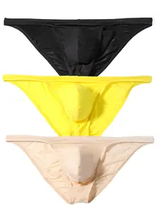 Men's Triangle Underwear Set, Low Waist Ultra-Thin Breathable Ice Silk Bikini Bottoms, Elastic Trendy Sports Comfort Shorts