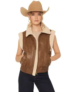 Ashley Women's Faux Leather Shearling Aviator Vest - Bb54135-Bn