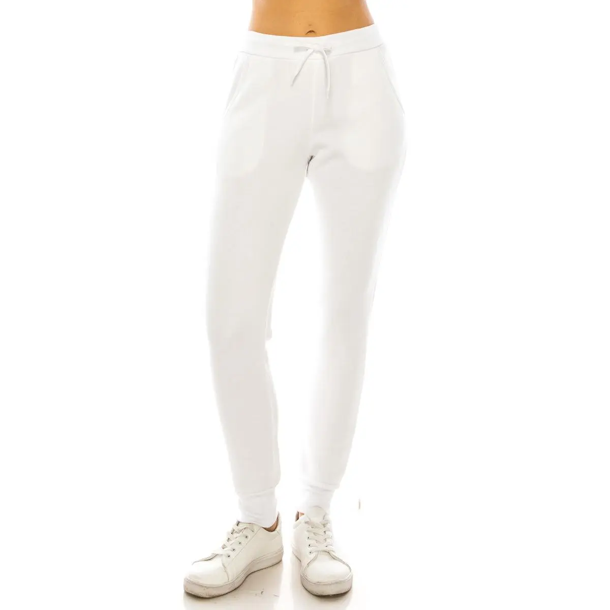 Women's Joggers Sweat Pants With Drawstring Waist White WP31