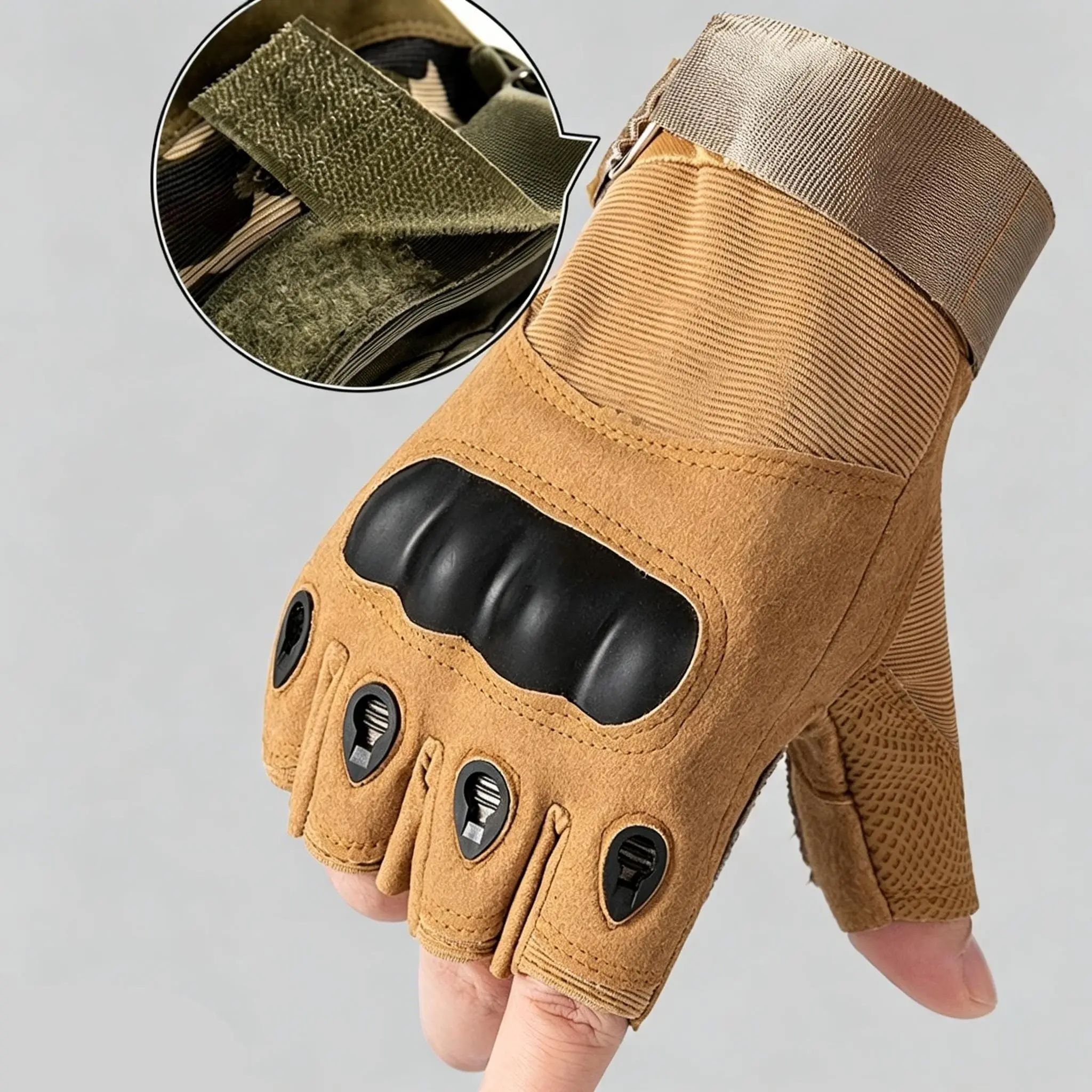 2 Pairs of Tactical Half-Finger Gloves for Men, Summer Outdoor Sports, Anti-Puncture Protection, Special Forces Motorcycle Riding Tactical Gloves