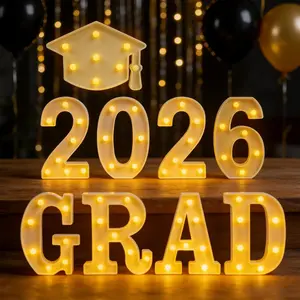 Graduation Decorations 2026 Sign - 9 Led Marquee Letters 'Grad 2026' Grad Light Up Numbers for Kindergarten High School College, Graduation Wall Table Centerpieces Supplies