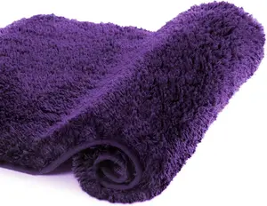 Walensee Non-Slip Bath Mat for Bathroom 16 x 24 Dark Purple Water Absorbent Soft Microfiber Shaggy Machine Washable Thick Plush Bath Rug