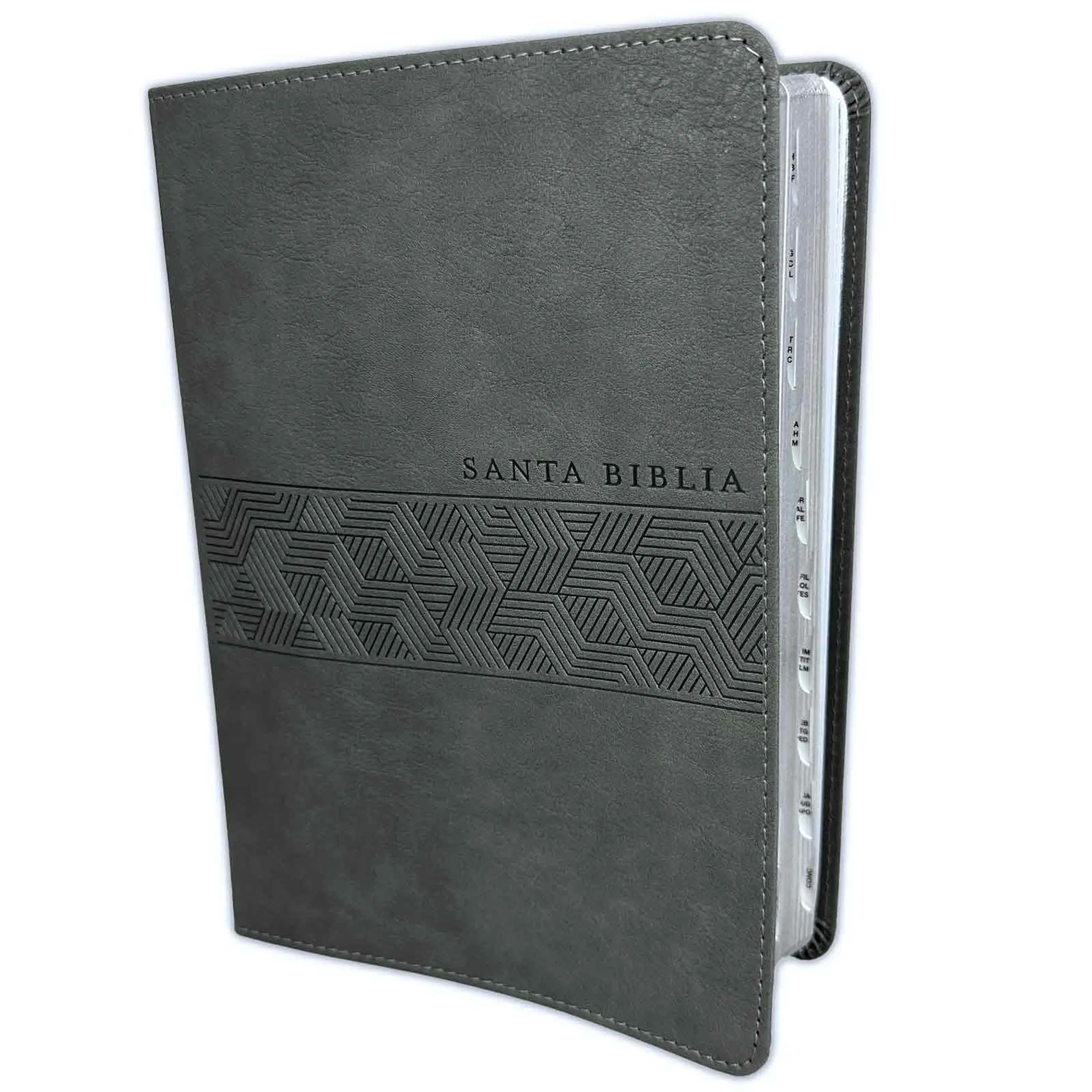 NTV Bible, manual size, giant print, imitation leather, gray, with index. This Bible is in Spanish.