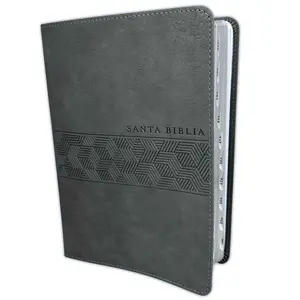 NTV Bible, manual size, giant print, imitation leather, gray, with index. This Bible is in Spanish.